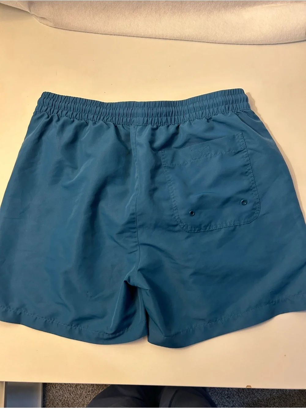 Forever 21 Teal Blue Elastic Waist Swim Trunks with Drawstring